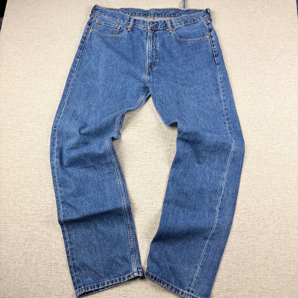 Levis 505 Mens 38x34 Light Distress Jeans Thigh Fade ** Vintage Style ** Denim